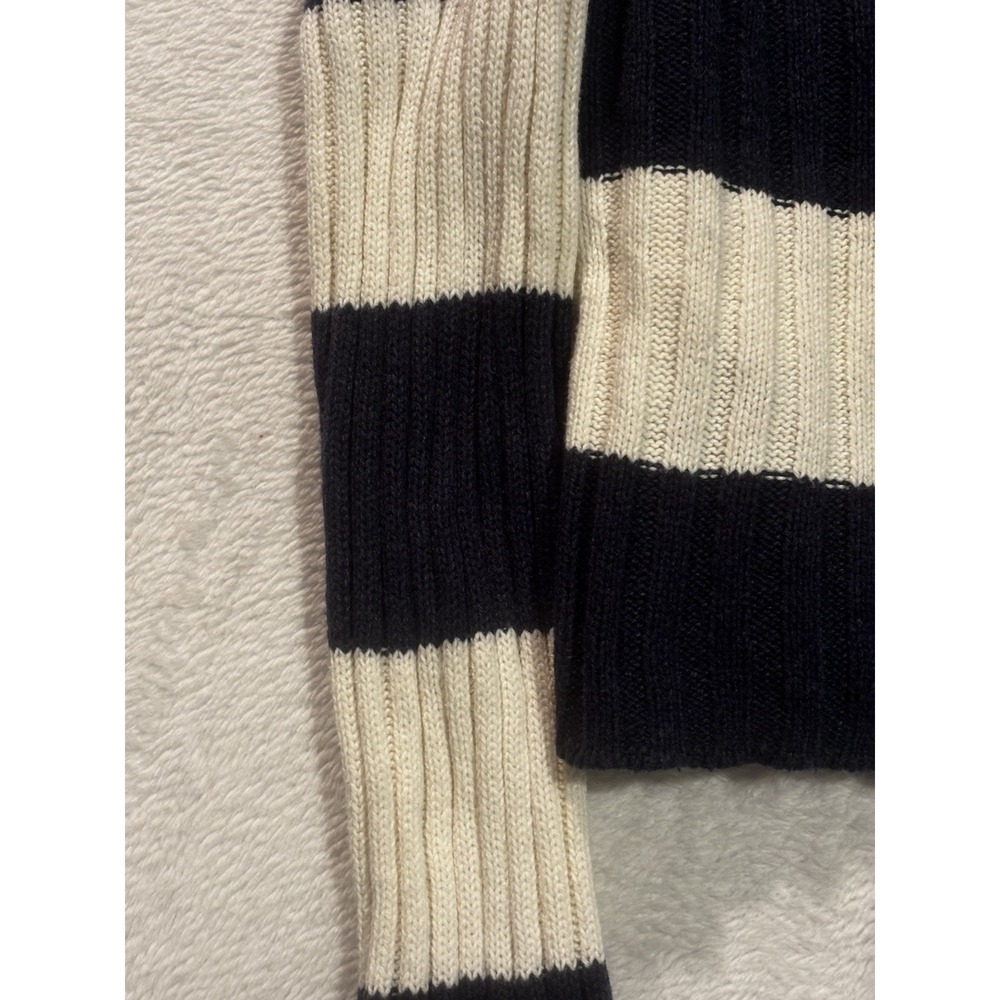 American Eagle Crop Cardigan Sweater Women's S Blue White Chunky Ribbed Striped‎ - Picture 6 of 10